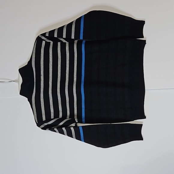Sahara Club Bo Pullover Sweater  Quarter zip size 5 Navy  Grey Strip  NWT - Picture 4 of 7